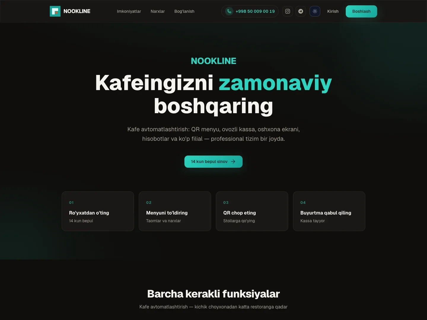 Nookline — Kafe va restoranlar uchun tizim